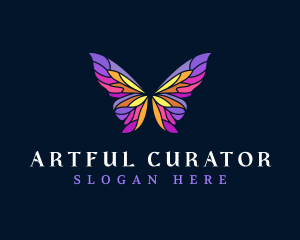 Butterfly Stained Glass Wing logo design