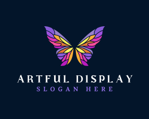 Butterfly Stained Glass Wing logo design