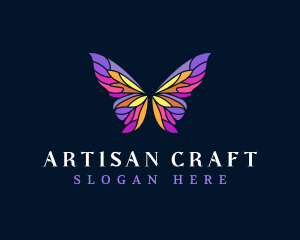 Butterfly Stained Glass Wing logo design