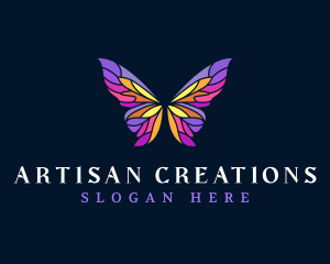 Butterfly Stained Glass Wing logo design