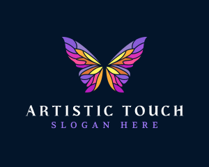 Butterfly Stained Glass Wing logo design