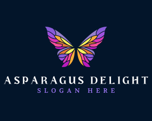 Butterfly Stained Glass Wing logo design