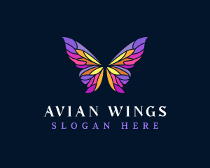 Butterfly Stained Glass Wing logo design