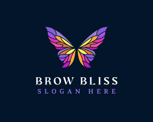 Butterfly Stained Glass Wing logo design