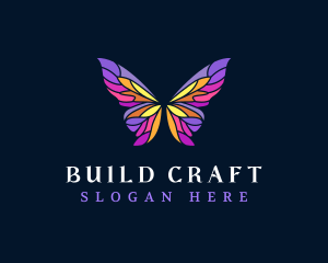 Butterfly Stained Glass Wing logo design