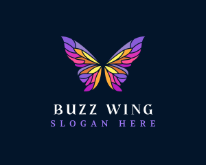 Butterfly Stained Glass Wing logo design