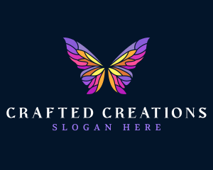 Butterfly Stained Glass Wing logo design