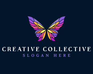 Butterfly Stained Glass Wing logo design