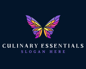 Butterfly Stained Glass Wing logo design