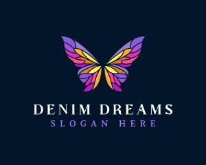 Butterfly Stained Glass Wing logo design