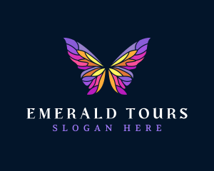 Butterfly Stained Glass Wing logo design