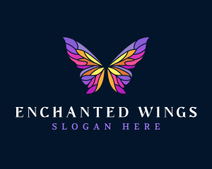 Butterfly Stained Glass Wing logo design