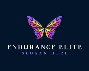 Butterfly Stained Glass Wing logo design