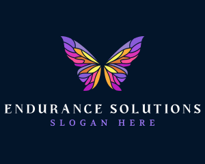 Butterfly Stained Glass Wing logo design