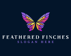 Butterfly Stained Glass Wing logo design