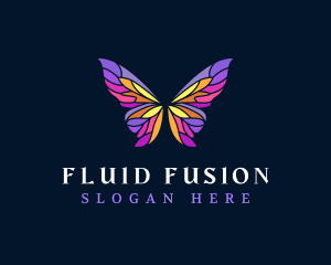 Butterfly Stained Glass Wing logo design