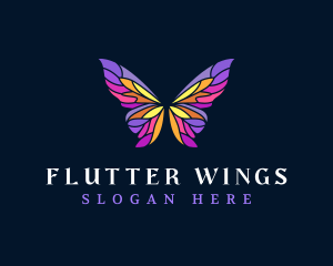 Butterfly Stained Glass Wing logo design