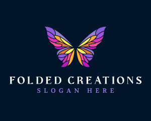 Butterfly Stained Glass Wing logo design