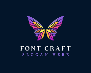 Butterfly Stained Glass Wing logo design