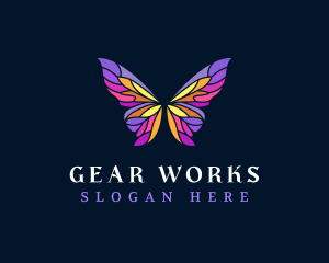 Butterfly Stained Glass Wing logo design