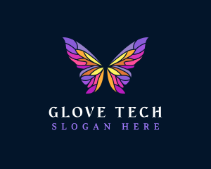 Butterfly Stained Glass Wing logo design