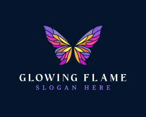 Butterfly Stained Glass Wing logo design