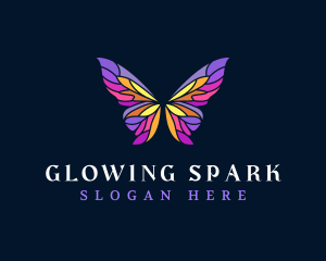 Butterfly Stained Glass Wing logo design