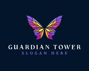 Butterfly Stained Glass Wing logo design