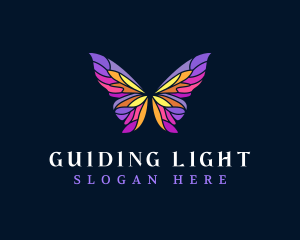 Butterfly Stained Glass Wing logo design