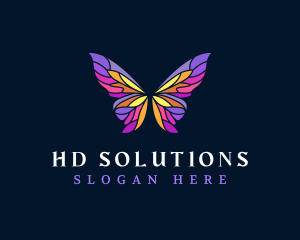 Butterfly Stained Glass Wing logo design