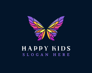 Butterfly Stained Glass Wing logo design