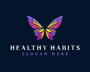 Butterfly Stained Glass Wing logo design