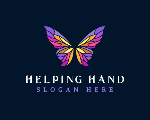 Butterfly Stained Glass Wing logo design