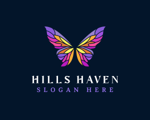 Butterfly Stained Glass Wing logo design