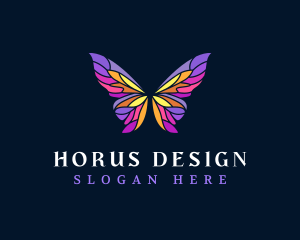 Butterfly Stained Glass Wing logo design