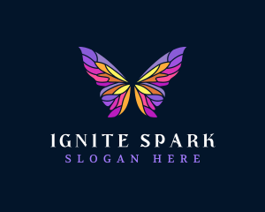 Butterfly Stained Glass Wing logo design