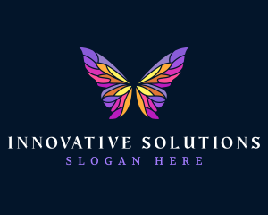 Butterfly Stained Glass Wing logo design