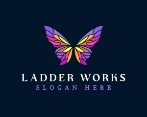 Butterfly Stained Glass Wing logo design