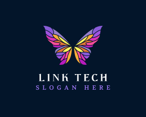 Butterfly Stained Glass Wing logo design