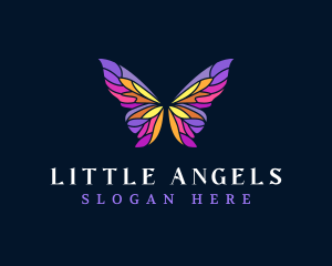 Butterfly Stained Glass Wing logo design