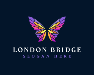 Butterfly Stained Glass Wing logo design