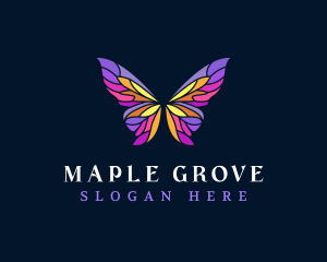 Butterfly Stained Glass Wing logo design