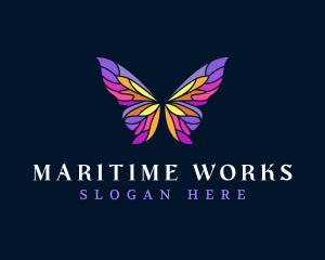 Butterfly Stained Glass Wing logo design