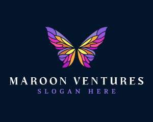 Butterfly Stained Glass Wing logo design