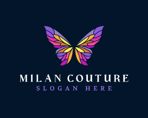 Butterfly Stained Glass Wing logo design