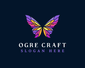 Butterfly Stained Glass Wing logo design