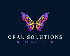 Butterfly Stained Glass Wing logo design