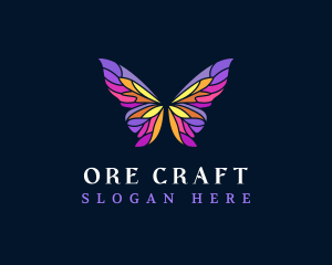 Butterfly Stained Glass Wing logo design