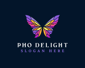 Butterfly Stained Glass Wing logo design