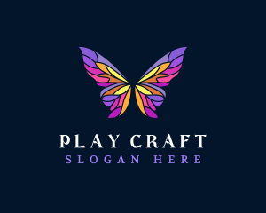 Butterfly Stained Glass Wing logo design